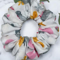 Tuhil Threads Medium White Butterfly & Leaf Print Polycotton Scrunchie. Shop Tuhil Threads hair accessories.