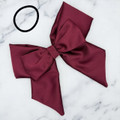 Tuhil Threads Burgundy Double Layer Royal Micro Satin Sailor Bow. Luxurious satin hair bow for an elegant, sophisticated accent. Shop Tuhil Threads hair accessories.