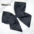 Tuhil Threads Black Double Layer Royal Micro Satin Sailor Bow. Luxurious satin hair bow for an elegant, sophisticated accent. Shop Tuhil Threads hair accessories.