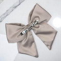 Tuhil Threads Mink Double Layer Royal Micro Satin Sailor Bow (or bow clip/bow hair tie, depending on focus). Luxurious satin hair bow for an elegant, sophisticated accent. Shop Tuhil Threads hair accessories.