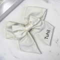 Personalised Cream Double Layer Royal Micro Satin Sailor Bow. Shop at Tuhil Threads.