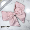 Tuhil Threads Soft Pink Double Layer Royal Micro Satin Sailor Bow (or bow clip/bow hair tie, depending on focus). Luxurious satin hair bow for an elegant, sophisticated accent. Shop Tuhil Threads hair accessories.