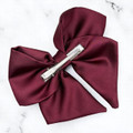 Tuhil Threads Burgundy Single Layer Royal Micro Satin Sailor Bow (or bow clip/bow hair tie, depending on focus). Luxurious satin hair bow for an elegant, sophisticated accent. Shop Tuhil Threads hair accessories.