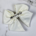 Tuhil Threads Cream Single Layer Royal Micro Satin Sailor Bow (or bow clip/bow hair tie, depending on focus). Luxurious satin hair bow for an elegant, sophisticated accent. Shop Tuhil Threads hair accessories.