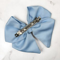 Tuhil Threads Sky Blue Single Layer Royal Micro Satin Sailor Bow (or bow clip/bow hair tie, depending on focus). Luxurious satin hair bow for an elegant, sophisticated accent. Shop Tuhil Threads hair accessories.