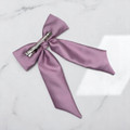 Tuhil Threads Lilac Royal Micro Satin Long Tail Bow. Luxurious satin hair bow for an elegant, chic accent. Shop Tuhil Threads hair accessories.