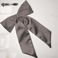 Tuhil Threads Taupe Royal Micro Satin Statement Long Tail Bow. Luxurious satin hair bow for an elegant, stylish accent. Shop Tuhil Threads hair accessories.
