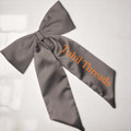 Personalised Taupe Royal Micro Satin Statement Long Tail Bow. Shop at Tuhil Threads