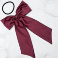 Tuhil Threads Burgundy Royal Micro Satin Statement Long Tail Bow. Luxurious satin hair bow for an elegant, stylish accent. Shop Tuhil Threads hair accessories.