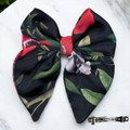 A beautiful Midnight Garden Floral Medium Silky Satin Pigtail Bow by Tuhil Threads, measuring 10cm x 12cm. Shop Tuhil Threads hair accessories. A beautiful Midnight Garden Floral Medium Silky Satin Pigtail Bow by Tuhil Threads, measuring 10cm x 12cm. Shop Tuhil Threads hair accessories.