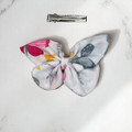 An elegant Graceful Flight Butterfly Print Polycotton Butterfly Bow by Tuhil Threads, measuring approximately 10cm wide by 6cm high. Shop Tuhil Threads hair accessories.