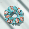 Aqua Bloom Peach PolyCotton Scrunchie Aqua Bloom Peach PolyCotton Scrunchie