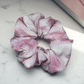 Rosewater Swirl Viscose Scrunchie. Shop at Tuhil Threads.