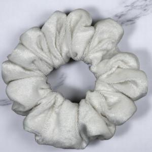 Tuhil Threads Medium Ivory Velvet Scrunchie. Soft, rich medium velvet hair tie for an elegant, gentle hold. Shop Tuhil Threads hair accessories. Tuhil Threads Medium Ivory Velvet Scrunchie. Soft, rich medium velvet hair tie for an elegant, gentle hold. Shop Tuhil Threads hair accessories.