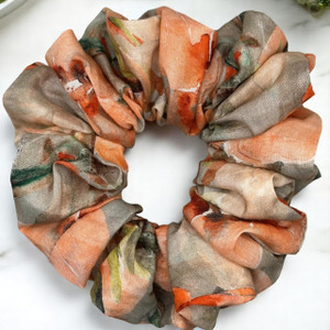 Tuhil Threads Medium Orange & Sage Artistic Floral John Louden Cotton Lawn Scrunchie. Shop Tuhil Threads hair accessories. Tuhil Threads Medium Orange & Sage Artistic Floral John Louden Cotton Lawn Scrunchie. Shop Tuhil Threads hair accessories.