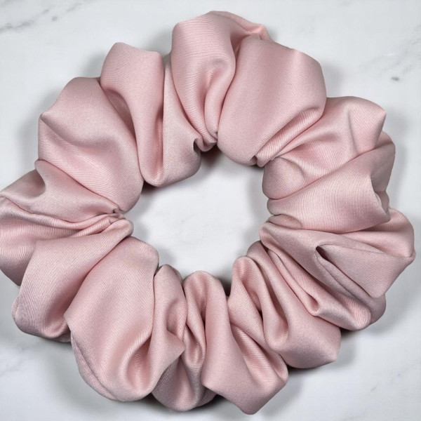 Soft Pink Satin Scrunchie - Medium Soft Pink Satin Scrunchie - Medium