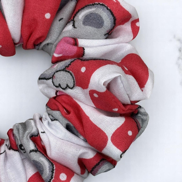 Tuhil Threads Medium Red, White & Grey Koala Print Polycotton Scrunchie. Shop Tuhil Threads hair accessories.