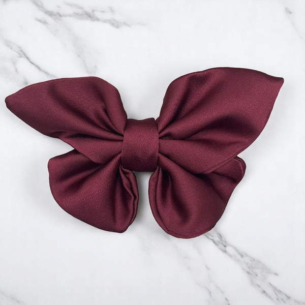 Burgundy Small Royal Micro Satin Butterfly Bow Burgundy Small Royal Micro Satin Butterfly Bow