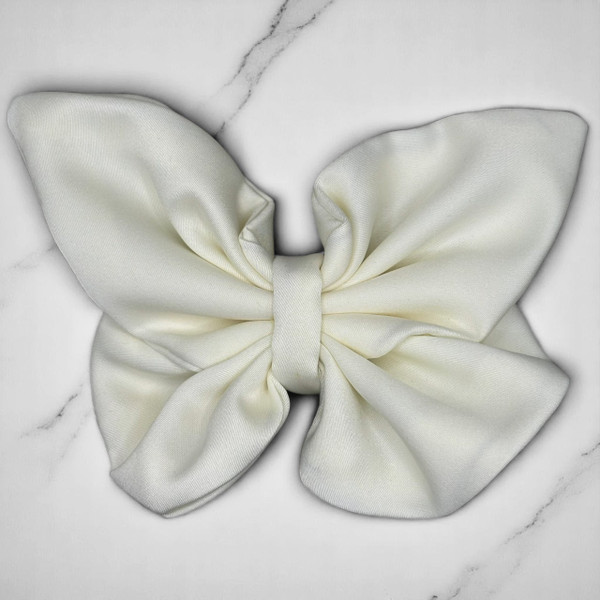 Cream Medium Royal Micro Satin Butterfly Bow Cream Medium Royal Micro Satin Butterfly Bow