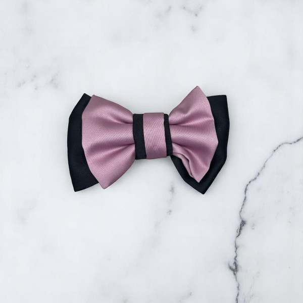 Black and Lilac Small Royal Micro Satin Classic Bow