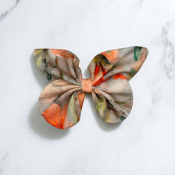 Coral Bloom Floral Small Cotton Butterfly Bow Coral Bloom Floral Small Cotton Butterfly Bow