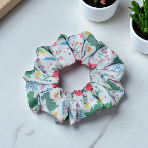 Bunny Blossom PolyCotton Scrunchie. Shop Tuhil Threads hair accessories.