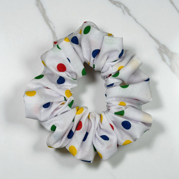 Confetti Dot PolyCotton Scrunchie. Shop at Tuhil Threads.