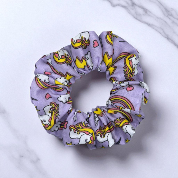 Magical Unicorn PolyCotton Scrunchie. Shop at Tuhil Threads.