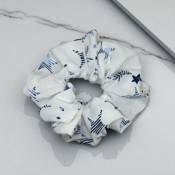 Ocean Sketch Viscose Scrunchie. Shop at Tuhil Threads.