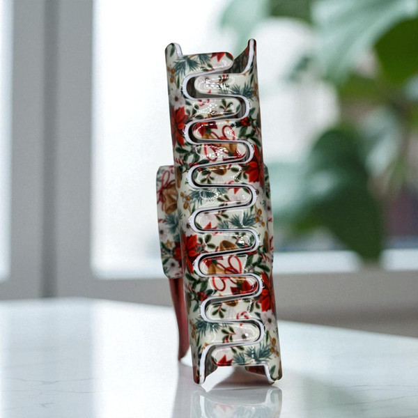 Festive Poinsettia & Bells PVC Hair Claw Clip 10.4 cm. Shop at Tuhil Threads Festive Poinsettia & Bells PVC Hair Claw Clip 10.4 cm. Shop at Tuhil Threads