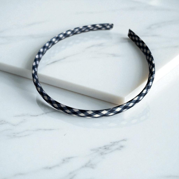 Navy Gingham Headband (1.0cm Wide) Navy Gingham Headband (1.0cm Wide)