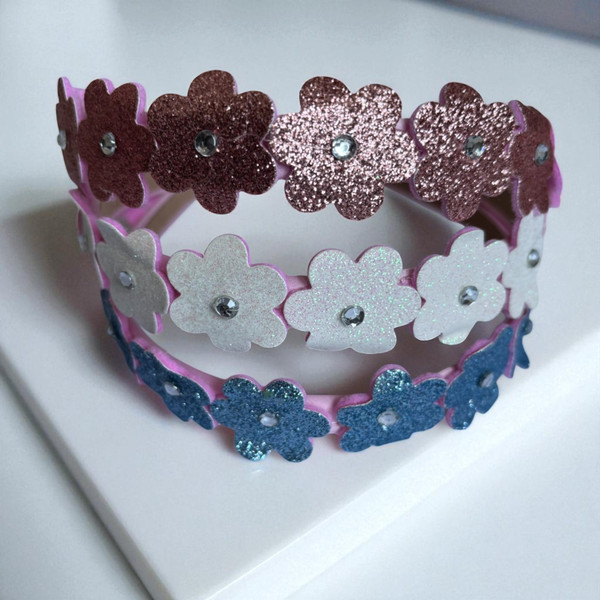 Glitter Flower Headband (1.3cm Wide) Glitter Flower Headband (1.3cm Wide)