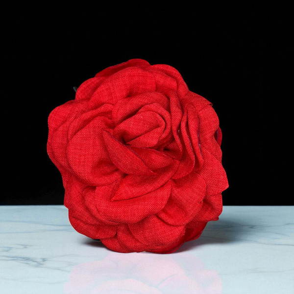 Red Fabric Rose Hair Claw Clip - 7.5cm Red Fabric Rose Hair Claw Clip - 7.5cm