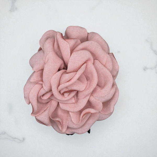 Pink Fabric Rose Hair Claw Clip - 7.5cm Pink Fabric Rose Hair Claw Clip - 7.5cm