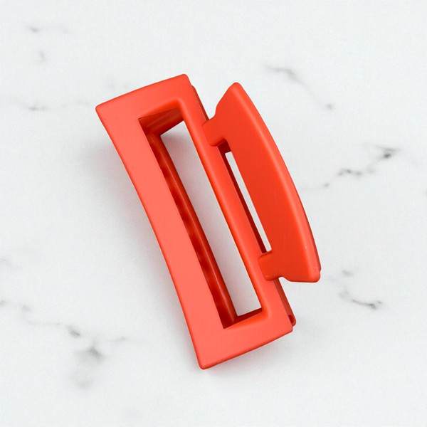Matte Coral Rectangular Open Claw Clip - 8cm Matte Coral Rectangular Open Claw Clip - 8cm