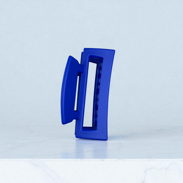 Matte Blue Rectangular Open Claw Clip - 8cm Matte Blue Rectangular Open Claw Clip - 8cm