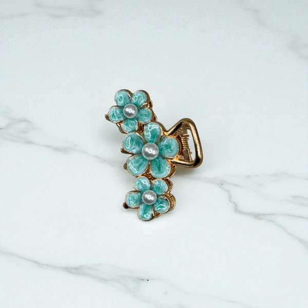 Aqua Pearl flower Hair Claw Clip - 5cm Aqua Pearl flower Hair Claw Clip - 5cm