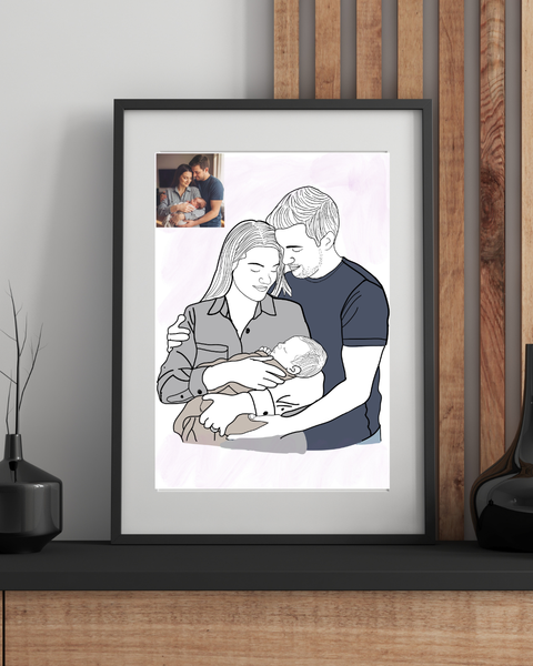 Personalized Sketch, Custom Anniversary or Family Gift Personalized Sketch, Custom Anniversary or Family Gift