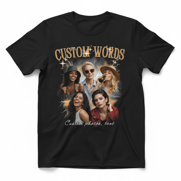 Custom Bootleg T-Shirt • 90s Retro Photo Collage Design- Vintage Collage Style Shirt