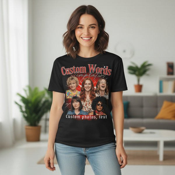 Custom Bootleg T-Shirt • 90s Retro Photo Collage Design- Vintage Collage Style Shirt