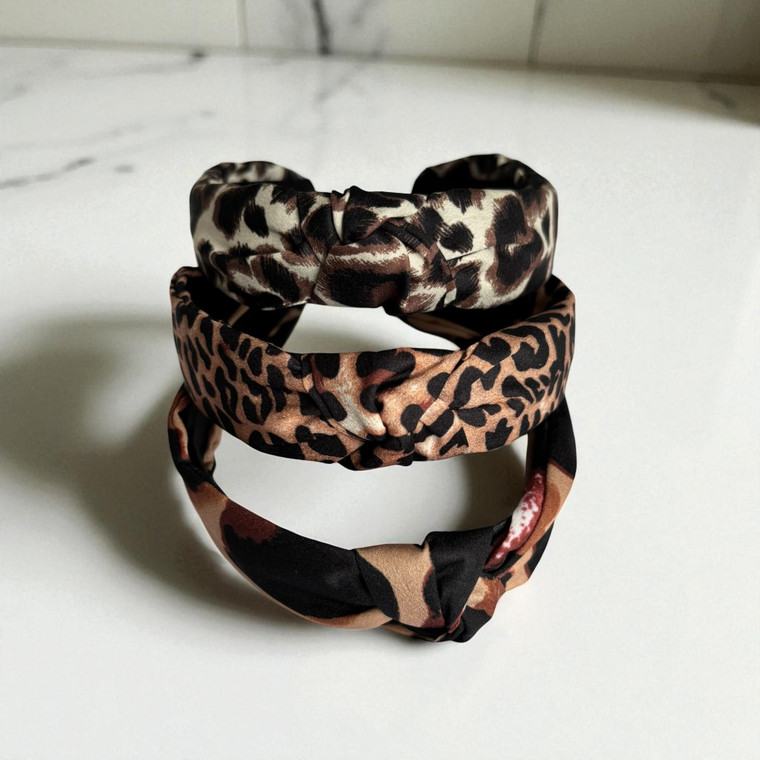 Animal Print Knotted Headband (3cm Wide). Shop at Tuhil Threads.