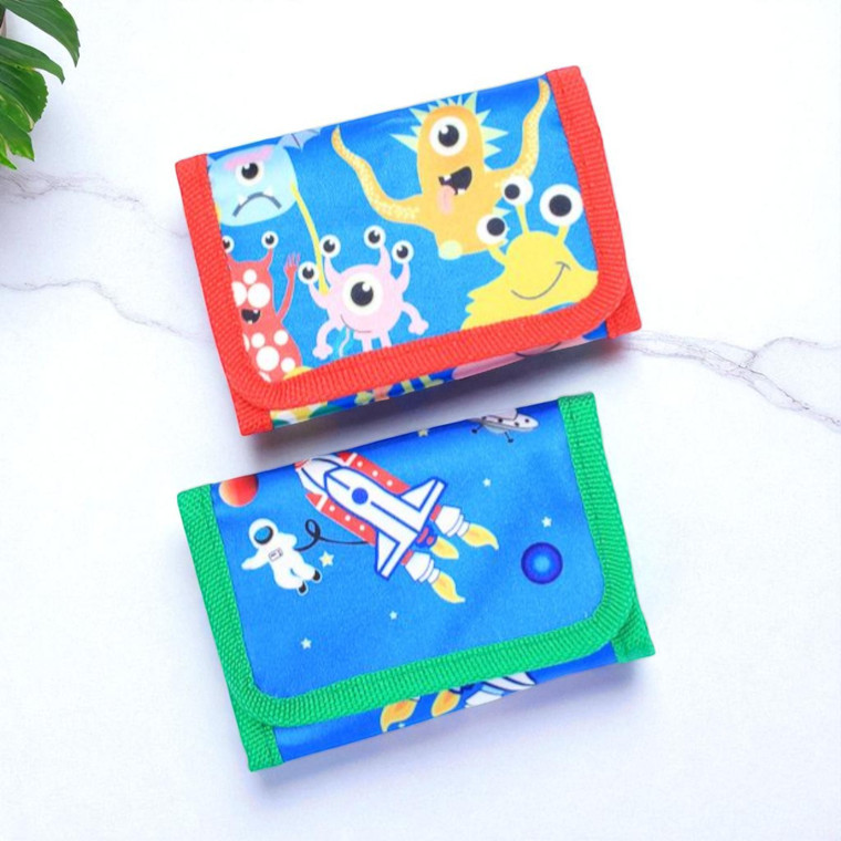 Kids' Space Rocket and Monster Wallet. Shop at Tuhil Threads.