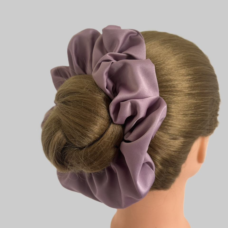Extra Large Lilac Royal Micro Satin Scrunchie. Shop Tuhil Threads hair accessories.