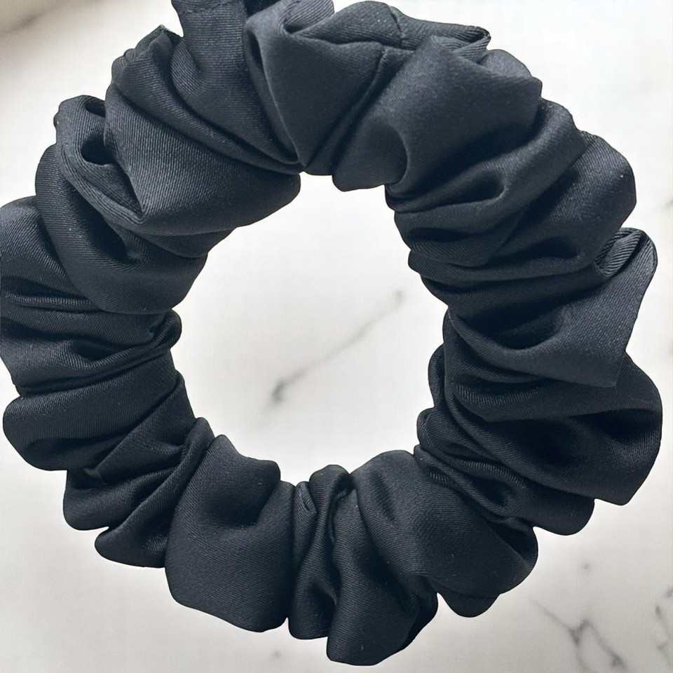 Black Satin Scrunchie - Small