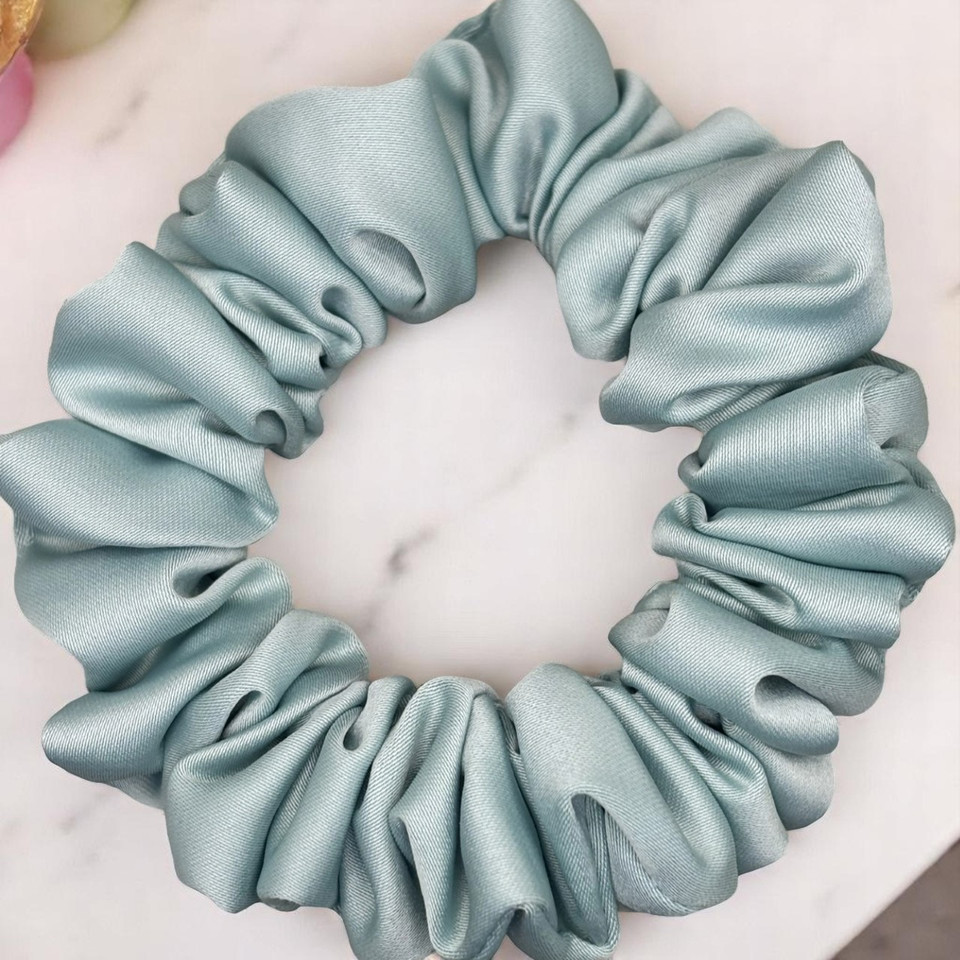 Mint Green Satin Scrunchie - Small