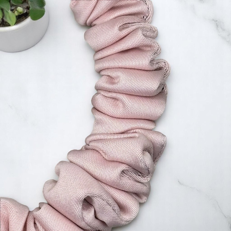 Tuhil Threads X-Small Soft Pink Royal Micro Satin Scrunchie. Luxurious extra small satin hair tie for a gentle, stylish hold. Shop Tuhil Threads hair accessories Tuhil Threads X-Small Soft Pink Royal Micro Satin Scrunchie. Luxurious extra small satin hair tie for a gentle, stylish hold. Shop Tuhil Threads hair accessories