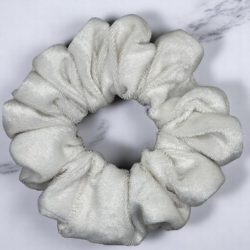 Ivory Velvet Scrunchie- Medium