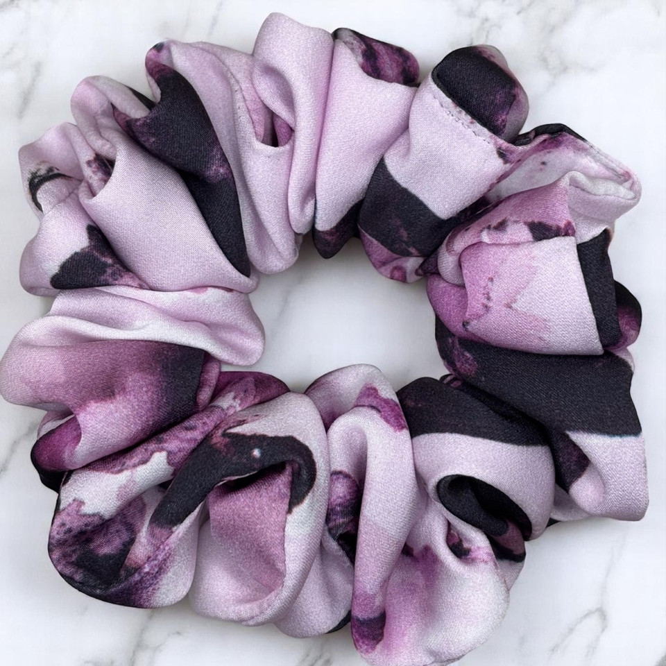 Pink Floral Scrunchie - Silky Satin Charmeuse (John Kaldor)
