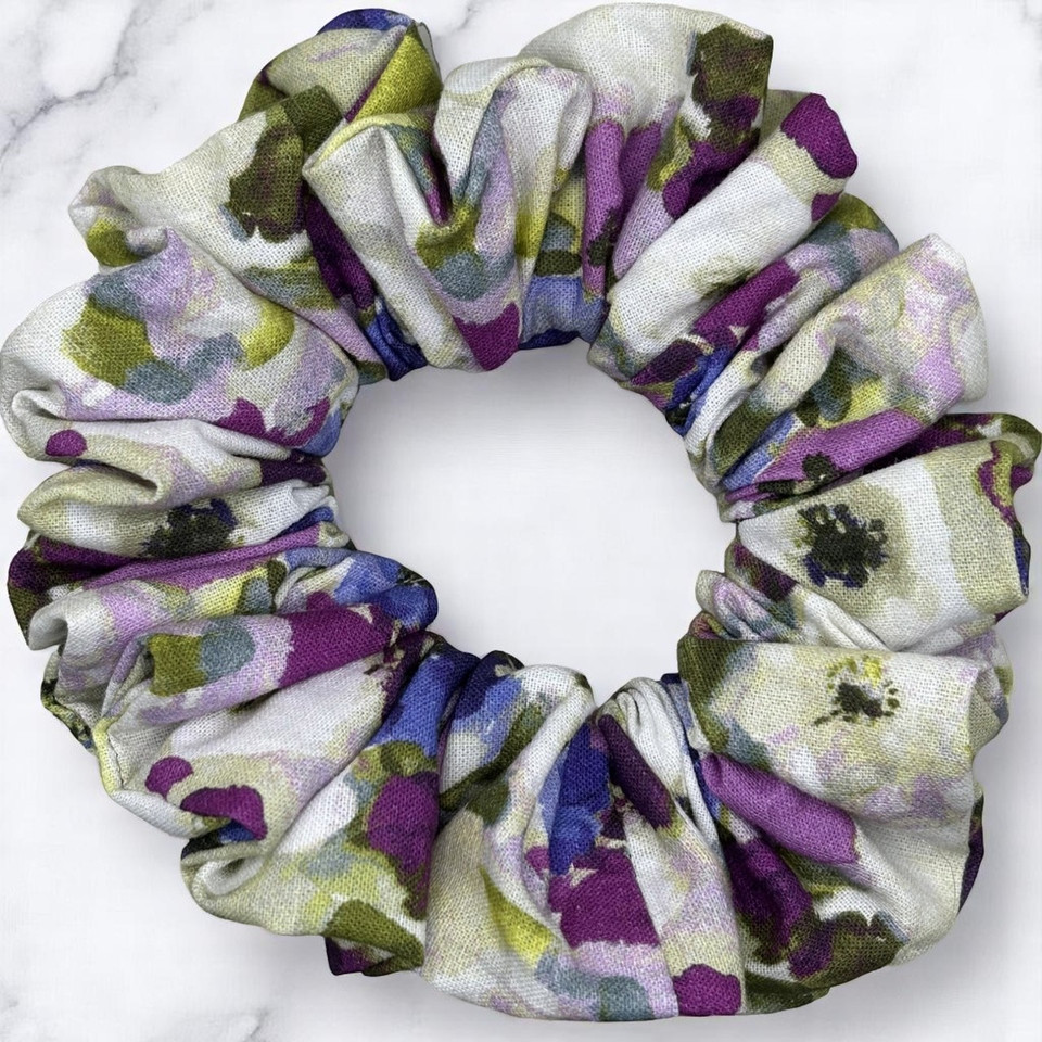 Tuhil Threads Medium Vibrant Abstract Print John Louden Cotton Scrunchie. Shop Tuhil Threads hair accessories.