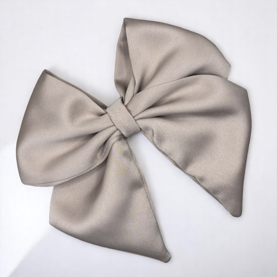 Tuhil Threads Mink Single Layer Royal Micro Satin Sailor Bow (or bow clip/bow hair tie, depending on focus). Luxurious satin hair bow for an elegant, sophisticated accent. Shop Tuhil Threads hair accessories.